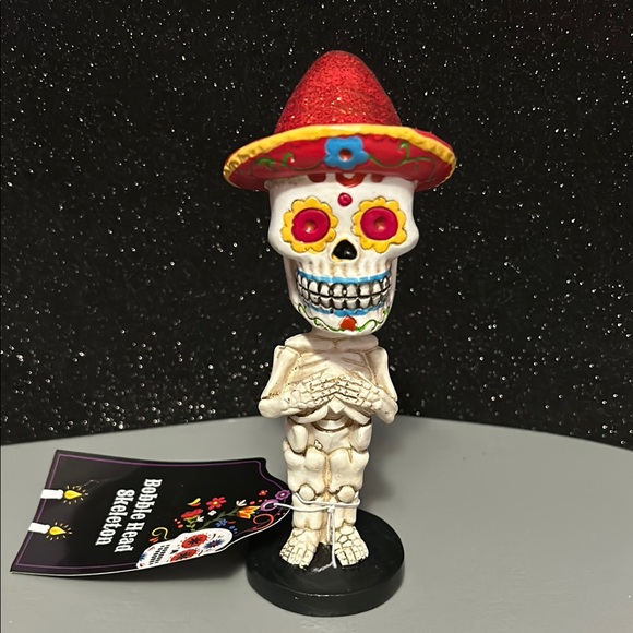 Día de los Muertos Bobble Head Skeleton Figurine - Picture 1 of 4